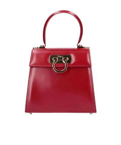 Ferragamo Salvatore  Logo Plaque Tote Bag In Red