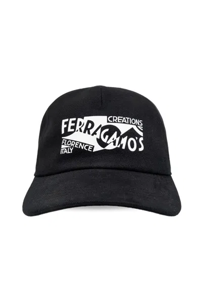 Ferragamo Venna Logo-print Baseball Cap In 黑色