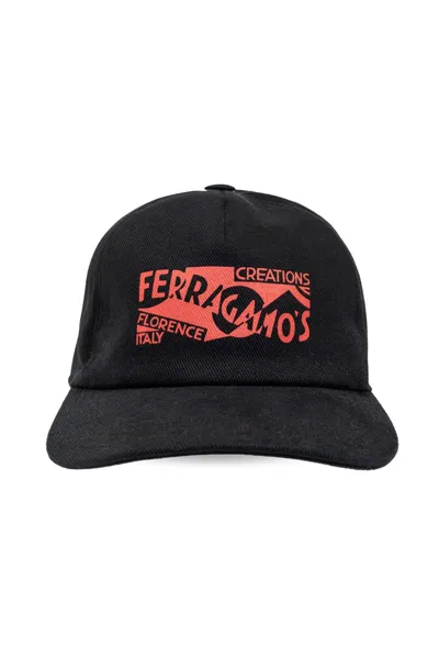 Ferragamo Man Baseball Cap With Logo In Black/red