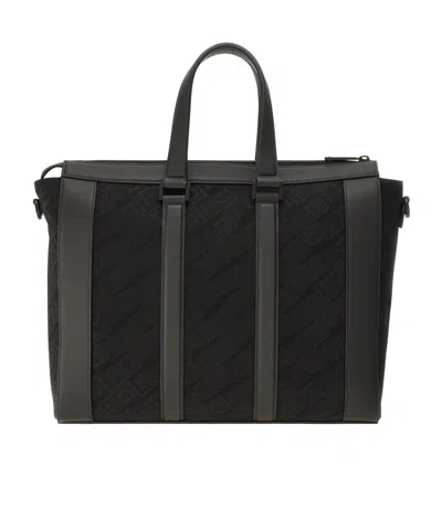 Ferragamo Salvatore  Logo Printed Business Handbag In Black