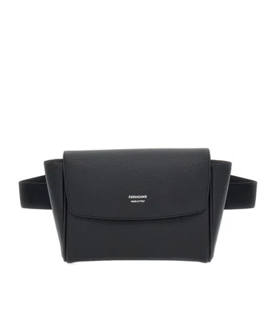 Ferragamo Salvatore  Logo-printed Foldover-top Belt Bag In Black