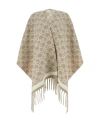 Ferragamo Embroidered Pattern Wool Cape In Nude