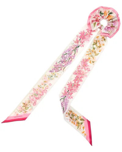 Ferragamo Logo Silk Scarf In Pink