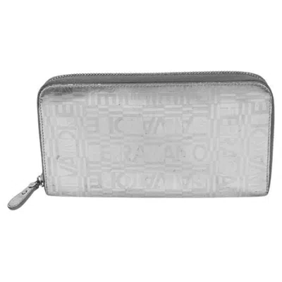 Pre-owned Ferragamo Salvatore  Logo Zip Around Wallet In Gray