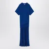 Ferragamo Long Blue Dress Draping Salvatore In Blue