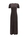 Ferragamo Short-sleeves Maxi Dress In Brown