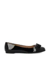 Ferragamo Varina Leather Ballerina Flat In Nero