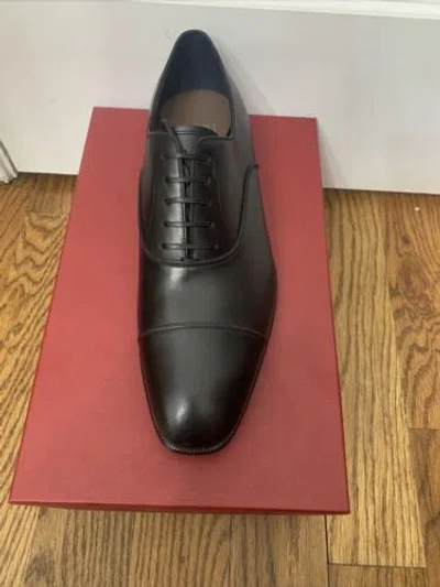 Pre-owned Ferragamo Salvatore  Luce Divis Black Leather Mens Shoes 10 Eee