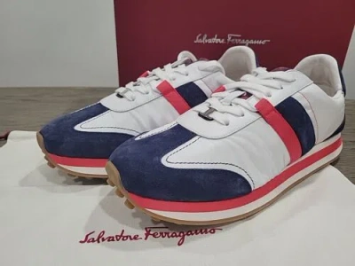 Pre-owned Ferragamo Salvatore  Lulio Low Top Sneakers Blue Men 10.5 M In Box