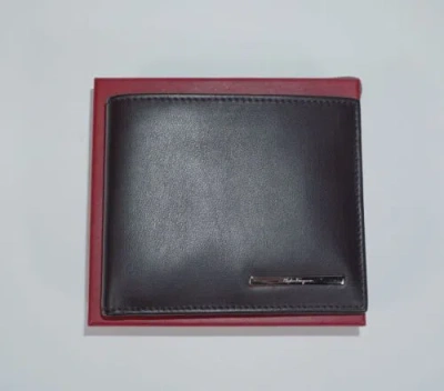 Pre-owned Ferragamo Salvatore  Made In Italy Dark Brown Leather Bifold Wallet