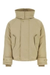 Ferragamo Beige Polyester Blend Padded Jacket In Brown