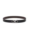 Ferragamo Salvatore  Man's Bicolor Leather Belt With Logo Buckle In Multicolor