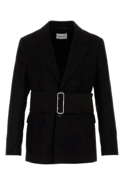 FERRAGAMO SALVATORE FERRAGAMO MEN BLACK COTTON BLAZER