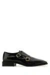 Ferragamo Double Monkstrap Leather Loafers In Black