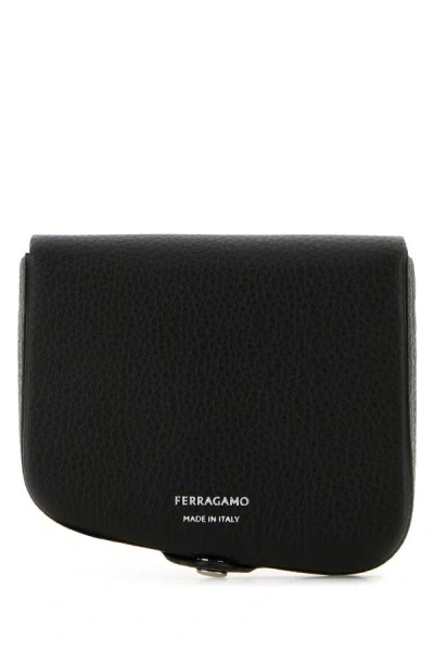 FERRAGAMO SALVATORE FERRAGAMO MEN BLACK LEATHER COIN PURSE