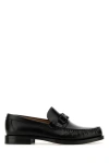 Ferragamo Leather Loafers With Round Toe And Sole In Black