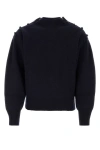 Ferragamo Studded Mock-neck Knitted Jumper In Blue