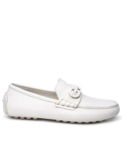 FERRAGAMO SALVATORE FERRAGAMO MAN SALVATORE FERRAGAMO WHITE LEATHER LOAFERS