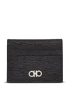 Ferragamo Salvatore  Two-tone Gancini Card Holder Accessories In Black