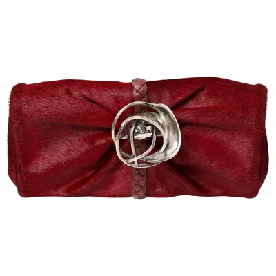 Pre-owned Ferragamo Salvatore  Maroon Horse Hair Vintage Clutch In Red