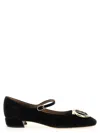 Ferragamo Square Toe Low Block Heel Ballerina Shoes