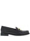 Ferragamo Leather Loafer With Iconic Gancini Detail In Black