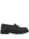 Ferragamo Brooke Loafers With Chunky Sole And Gold-tone Hardware In Black
