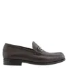 FERRAGAMO SALVATORE FERRAGAMO MAURICE HAMMERED LEATHER TWO-TONE GANCINI BUCKLE LOAFERS IN HICKORY