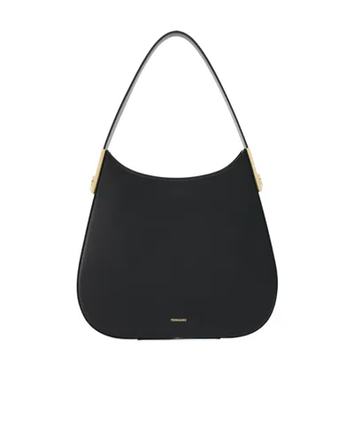 Ferragamo Salvatore  Medium Logo Printed Hobo Bag In Black