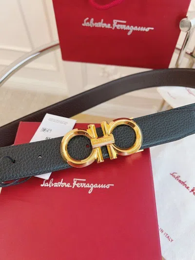 Pre-owned Ferragamo Salvatore  Men's Adjustable And Reversible Black/brown Belt