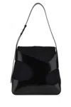 Ferragamo Black Leather And Canvas Cut Out Shoulder Bag In Black