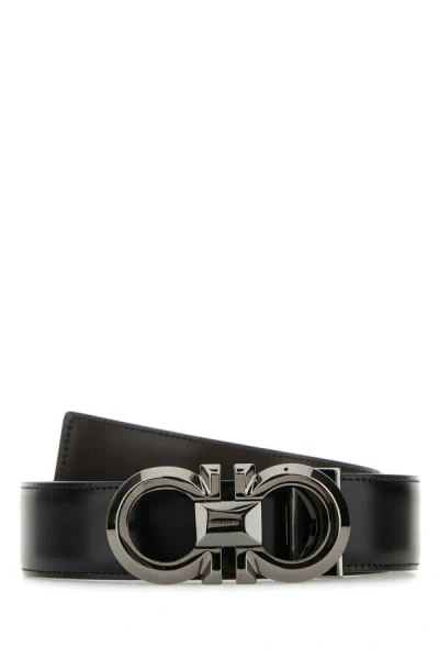 Ferragamo Adjustable Length Metal Buckle Smooth Finish In Black