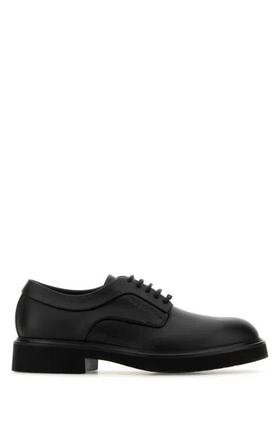 Ferragamo Cervantes Calf Leather Derby Shoes In Black