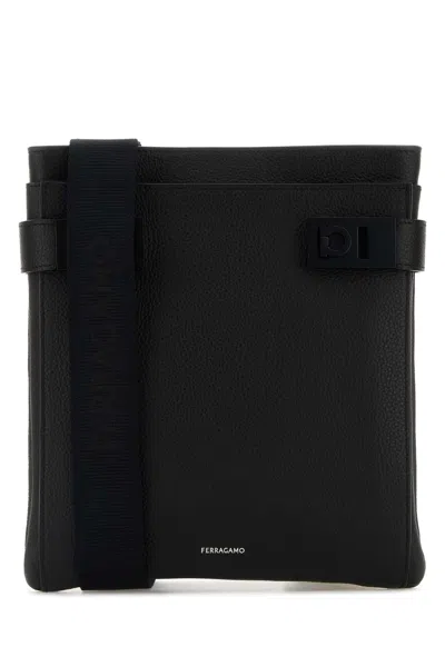 Ferragamo Salvatore  Men Black Leather Crossbody Bag