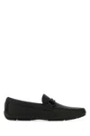 Ferragamo Black Leather Front Loafers In Black