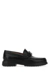 Ferragamo Black Leather Loafers In Black