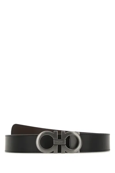 FERRAGAMO SALVATORE FERRAGAMO MEN BLACK LEATHER REVERSIBLE BELT
