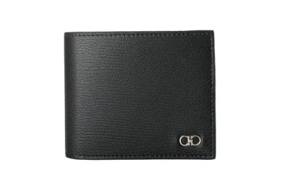 Pre-owned Ferragamo Salvatore  Men's Black Pebbled Leather Bifold Wallet