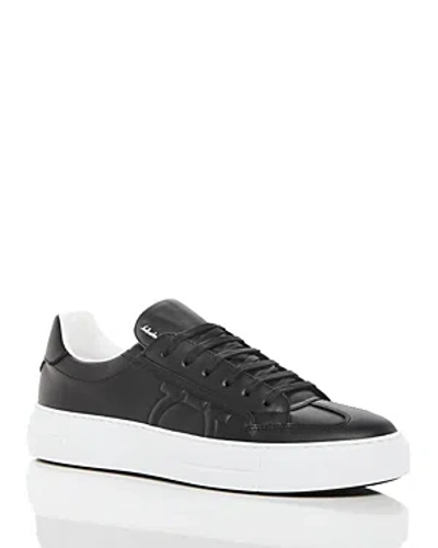 Ferragamo Salvatore  Men's Borg Gancini Leather & Suede Sneakers In Nero