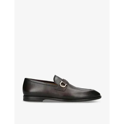 Ferragamo Brown Gancini Ornament Loafers In T.moro