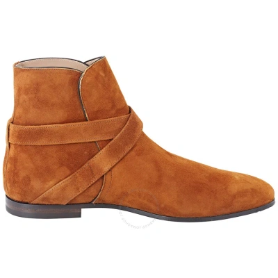 Ferragamo Salvatore  Men's Brown Twist Leather Gancini Strap Ankle Boots