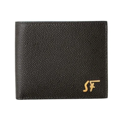 Pre-owned Ferragamo Salvatore  Men's Chocolate Brown Pebbled Leather Bifold Wallet