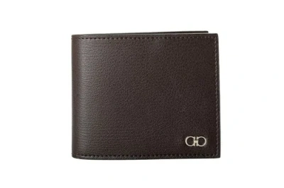 Pre-owned Ferragamo Salvatore  Men's Chocolate Brown Pebbled Leather Bifold Wallet