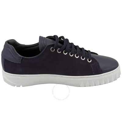 Ferragamo Salvatore  Men's Cube Suede & Leather Low-top Sneakers In Blue