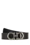 Ferragamo Adjustable Reversible Leather Belt With Textured Finish