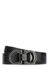 Ferragamo Black And Brown Gancini Buckle Double-sided Belt In Black