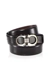 Ferragamo Salvatore  Men's Double Gancini Buckle Reversible Leather Belt In Black/auburn