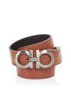 Ferragamo Salvatore  Men's Double Gancini Leather Reversible Belt In Cappuccino
