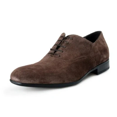 Pre-owned Ferragamo Salvatore  Men's "dunn" Brown Suede Leather Oxfords Shoes