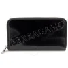 Ferragamo Salvatore  Men's Embossed Long Leather Wallet In Black